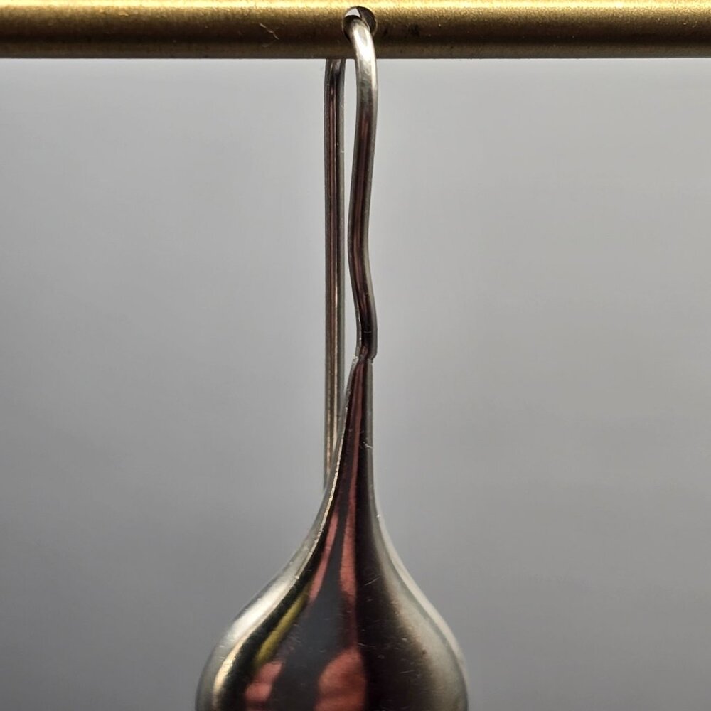 VTG Sterling Silver 925 Dangle Puffy Teardrop Earrings 1.25" Signed AVC - Picture 4 of 7